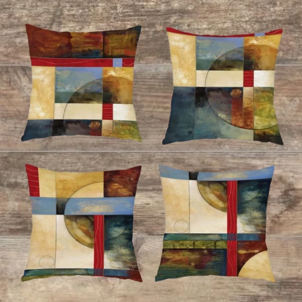 Luxury Home | Set of 4 Modern Abstract Art Design Throw Pillow Covers